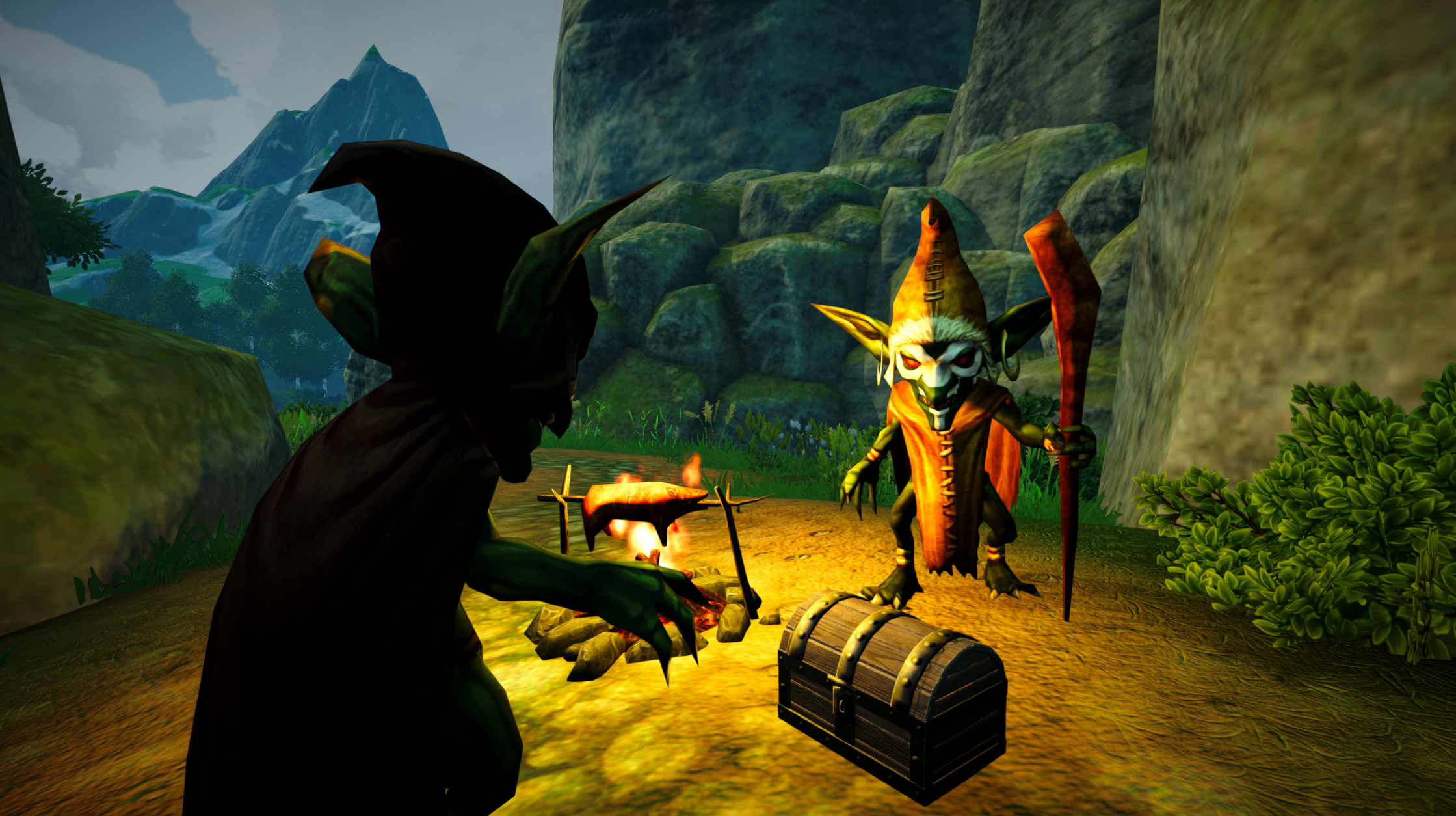 Битва с грозным монстром в туманном лесу